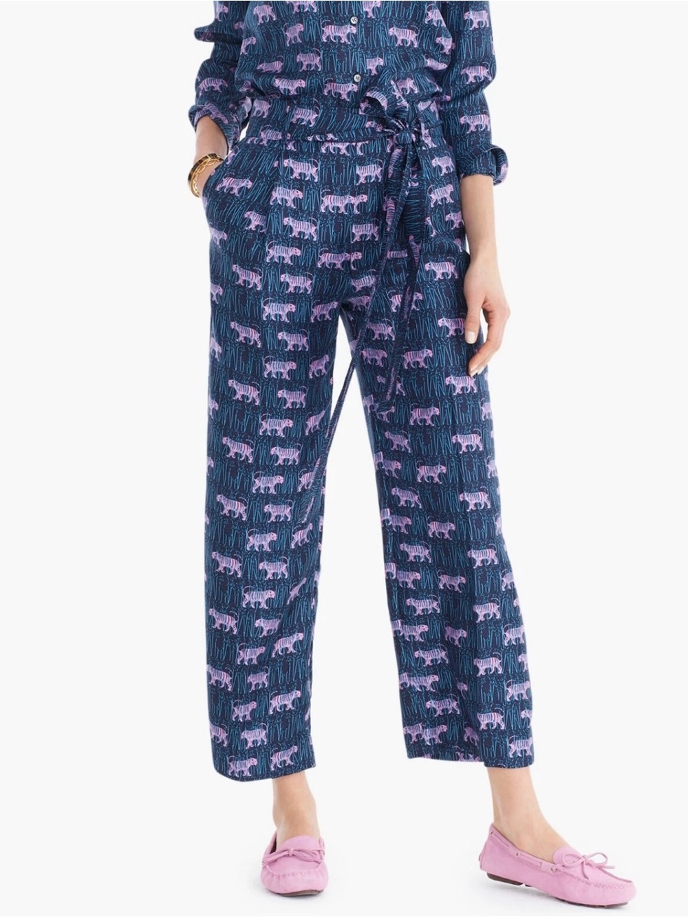 J.Crew Women's Silk Wide Leg Pant in Jungle Tiger Print